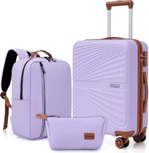 Carry On Luggage Set Suitcase 3 Piece,Purple (20"/BP/TB)