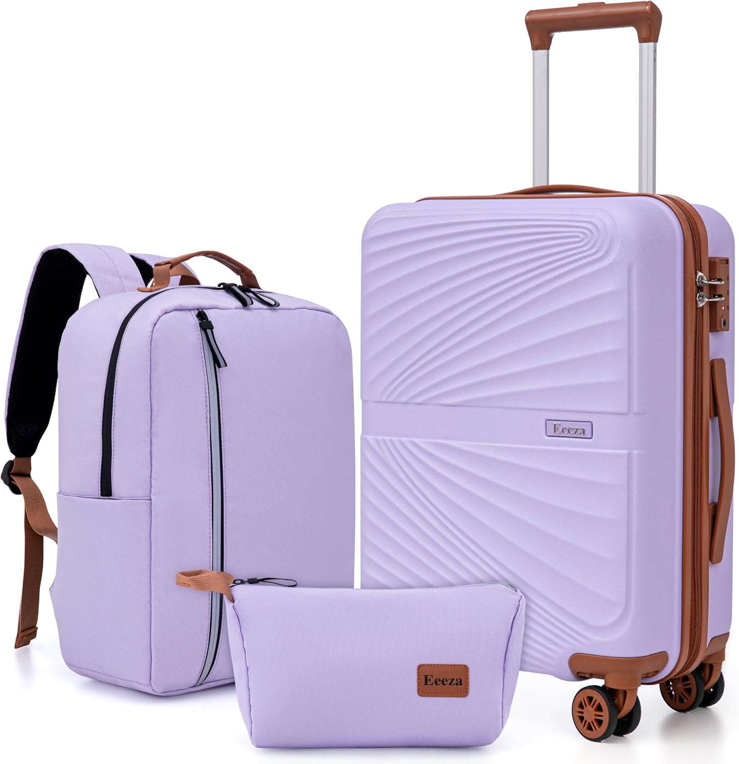 Carry On Luggage Set Suitcase 3 Piece,Purple (20"/BP/TB)