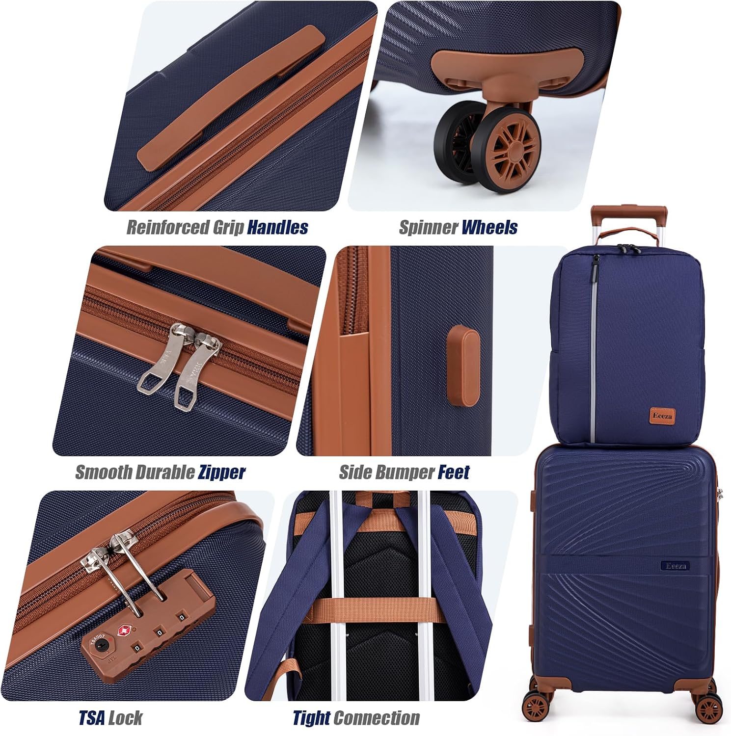 Carry On Luggage Set Suitcase 3 Piece,Purple (20"/BP/TB) - Image 4
