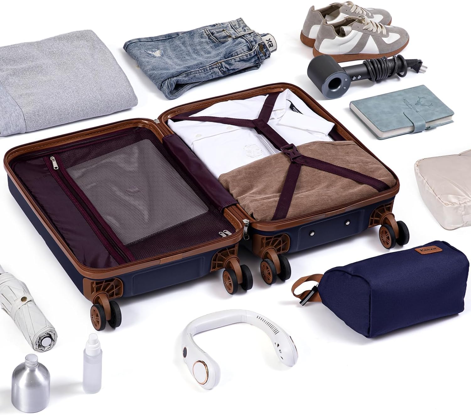 Carry On Luggage Set Suitcase 3 Piece,Purple (20"/BP/TB) - Image 8