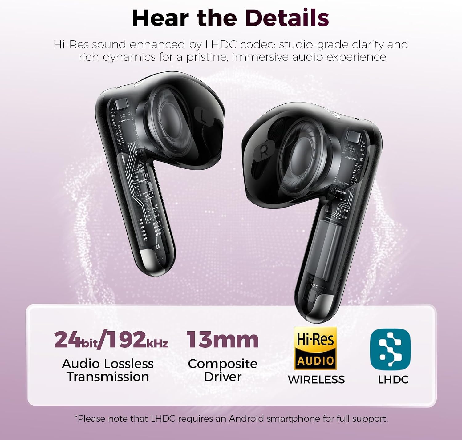 havit Space T1 Wireless Earbuds, Adaptive Hybrid Active Noise Cancelling Bluetooth Earbuds, 6-Mic AI ENC, Head-Tracked Spatial Audio, 40.5H Playtime, Semi-in-Ear Fit, Bluetooth 6.0, IP54, Black - Image 3