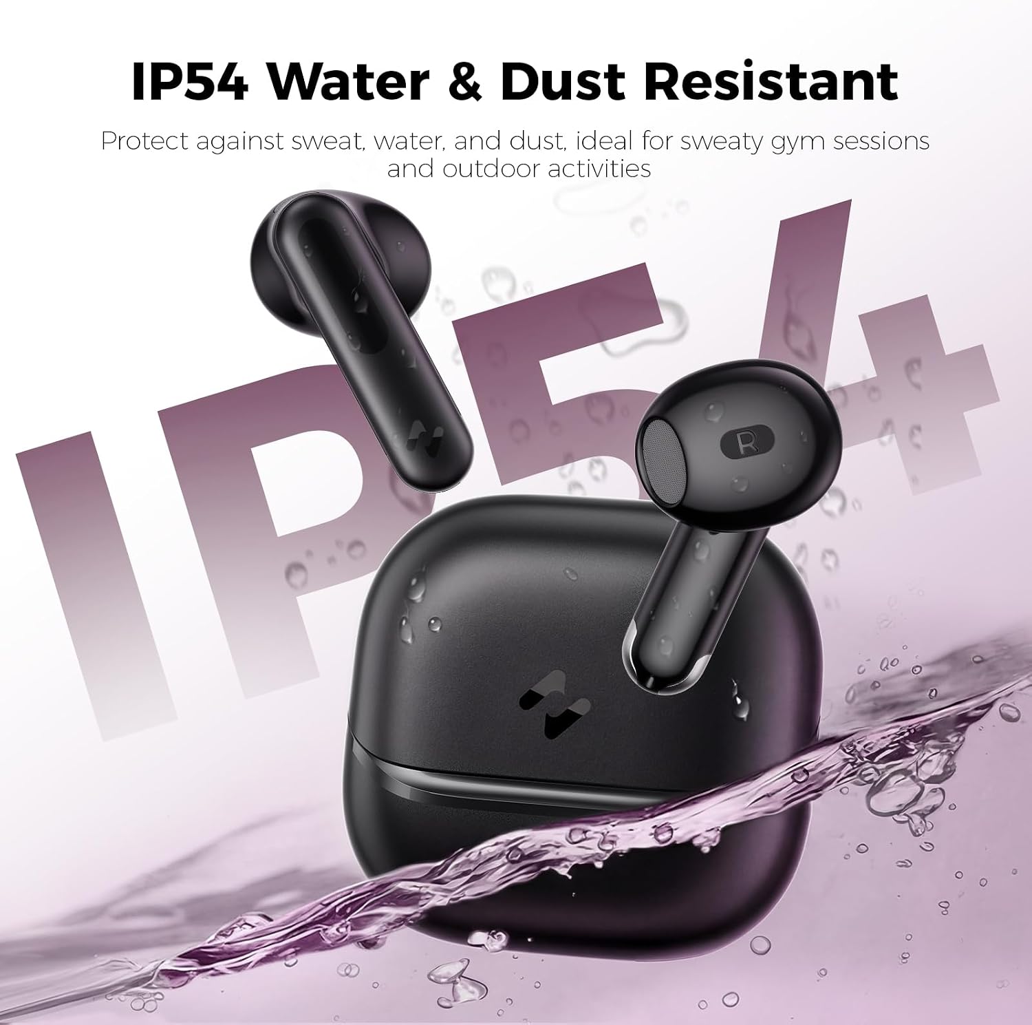 havit Space T1 Wireless Earbuds, Adaptive Hybrid Active Noise Cancelling Bluetooth Earbuds, 6-Mic AI ENC, Head-Tracked Spatial Audio, 40.5H Playtime, Semi-in-Ear Fit, Bluetooth 6.0, IP54, Black - Image 5