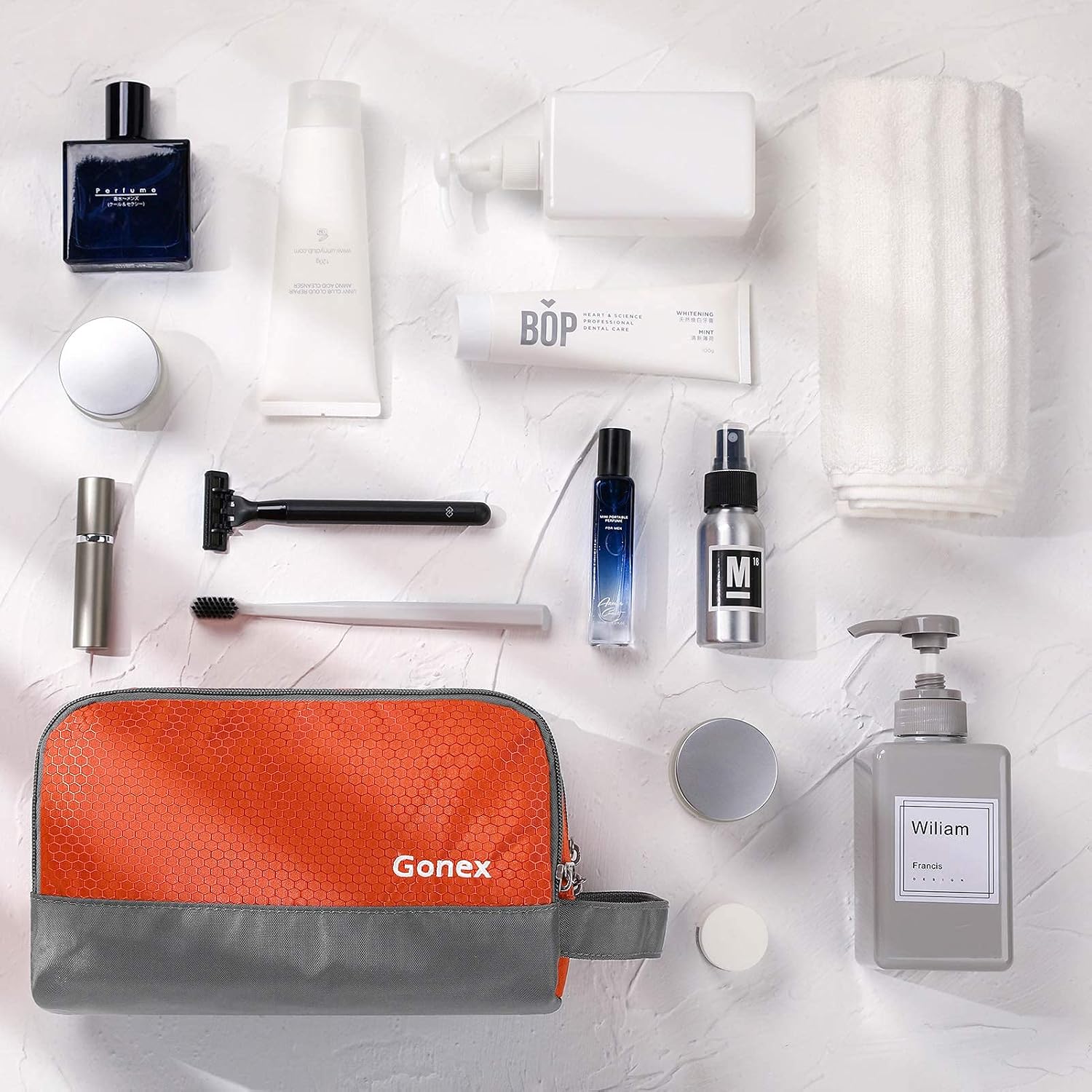 Gonex Travel Toiletry Bag for Men, Water Resistant Dopp Kit for Toiletries | Lightweight Nylon Shaving Bag, Multi Compartments, SBS Zippers, Side Handle, Perfect for Weekend Travel,Orange - Image 6